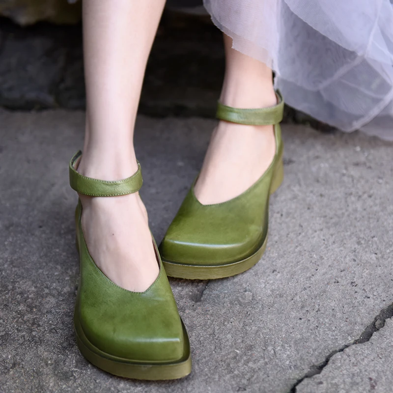 green mary jane shoes