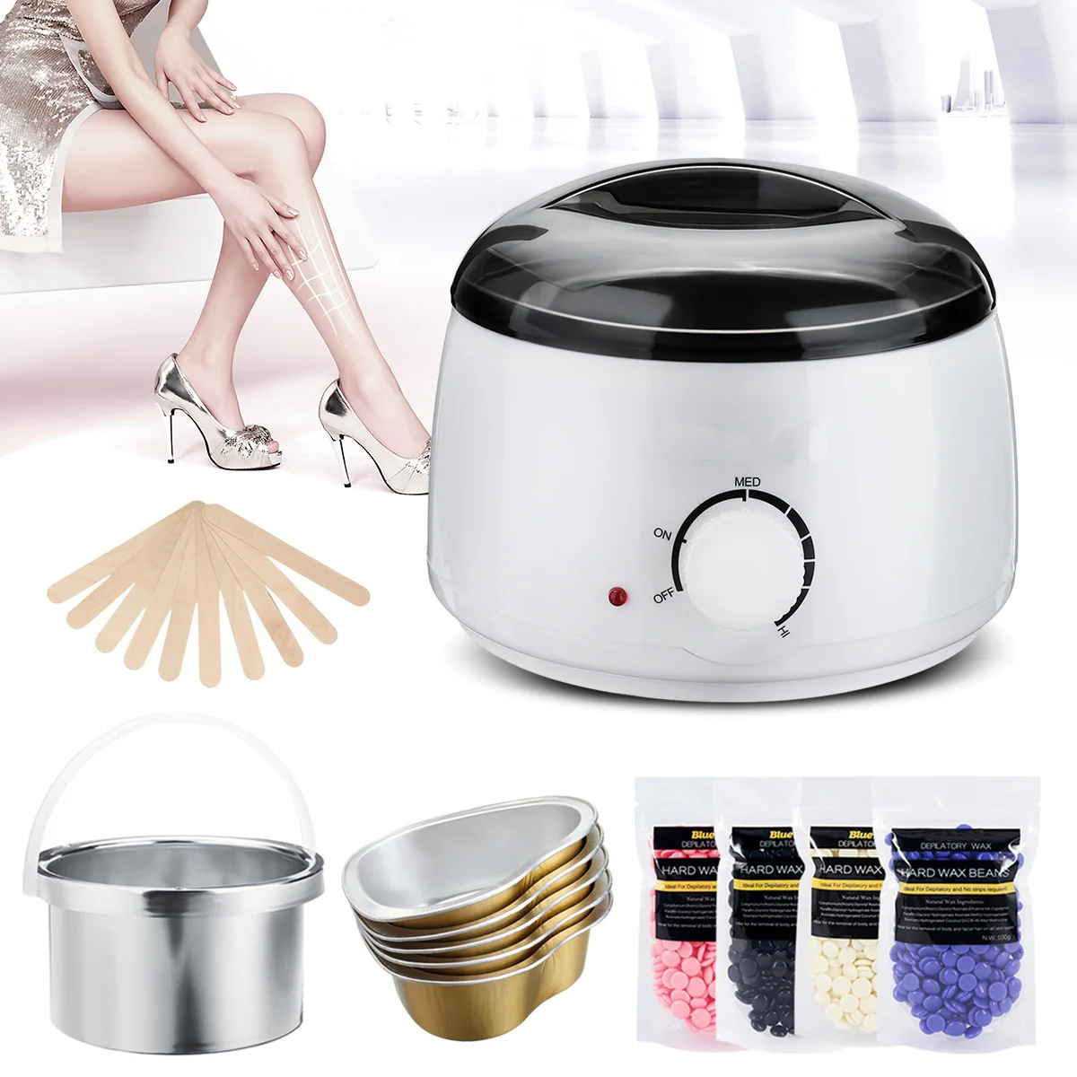 110V/220V Waxing Depilatory Machine Hair Removal Heater with 400g Wax Bean Electric Hair Removal Hot Wax Warmer Epilator Kit 110V/220V Waxing Depilatory Machine Hair Removal Heater with 400g Wax Bean Electric Hair Removal Hot Wax Warmer Epilator Kit