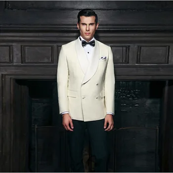 

Y-500 2018 New Arrival Mens Suits Groomsmen Shawl Lapel Groom Tuxedos off-white Wedding prom Best Man Suit Customize made