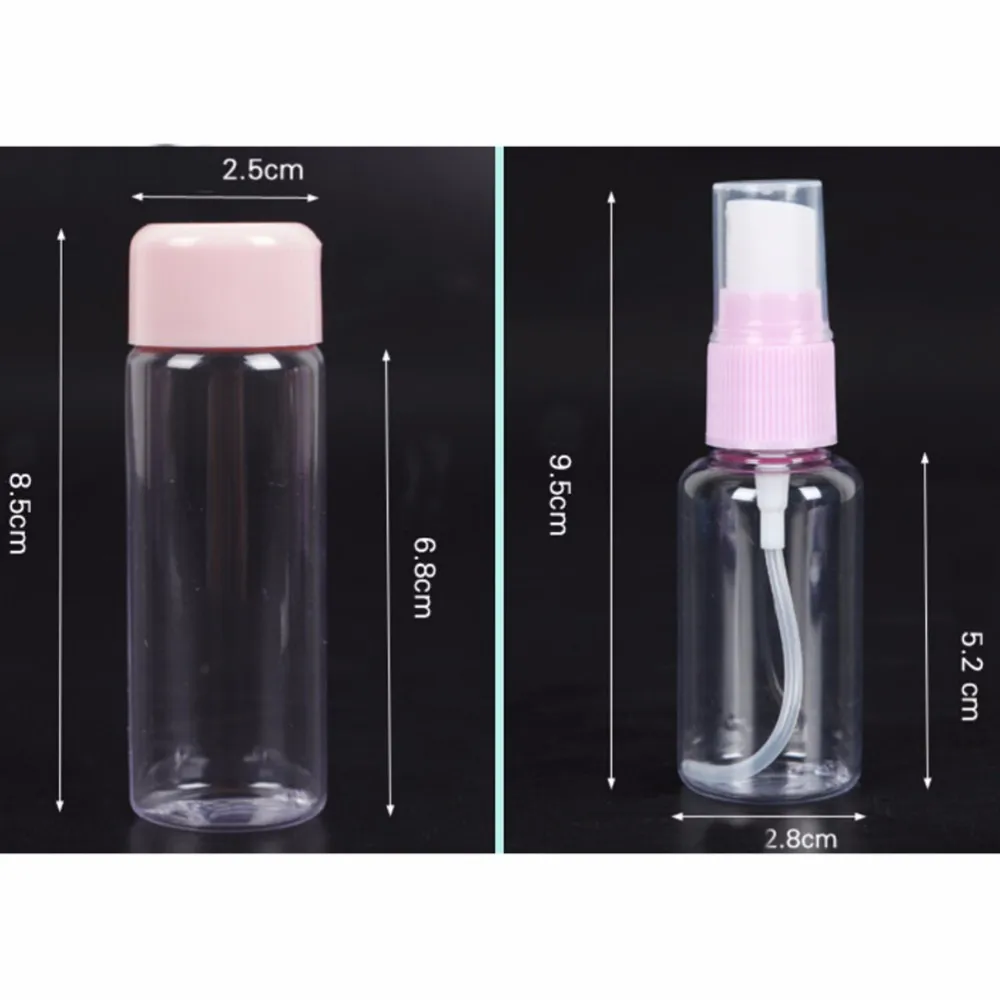Портативный 7 шт./компл. прозрачный Plasic Travel Kit составляют пульверизатор многоразового использования бутылочки косметический бутылочки