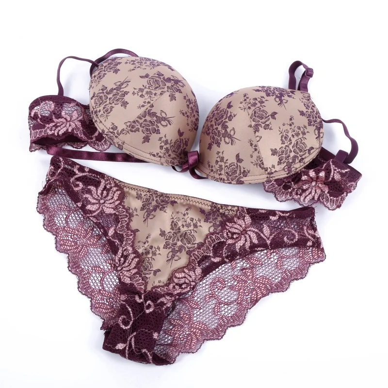 

2019 Sexy Lace Bra Sets Push Up BC Bra and Panty Set Women Underwear Set Adjusted-Straps Seamless Lingerie Set 32/34/36/38 B C
