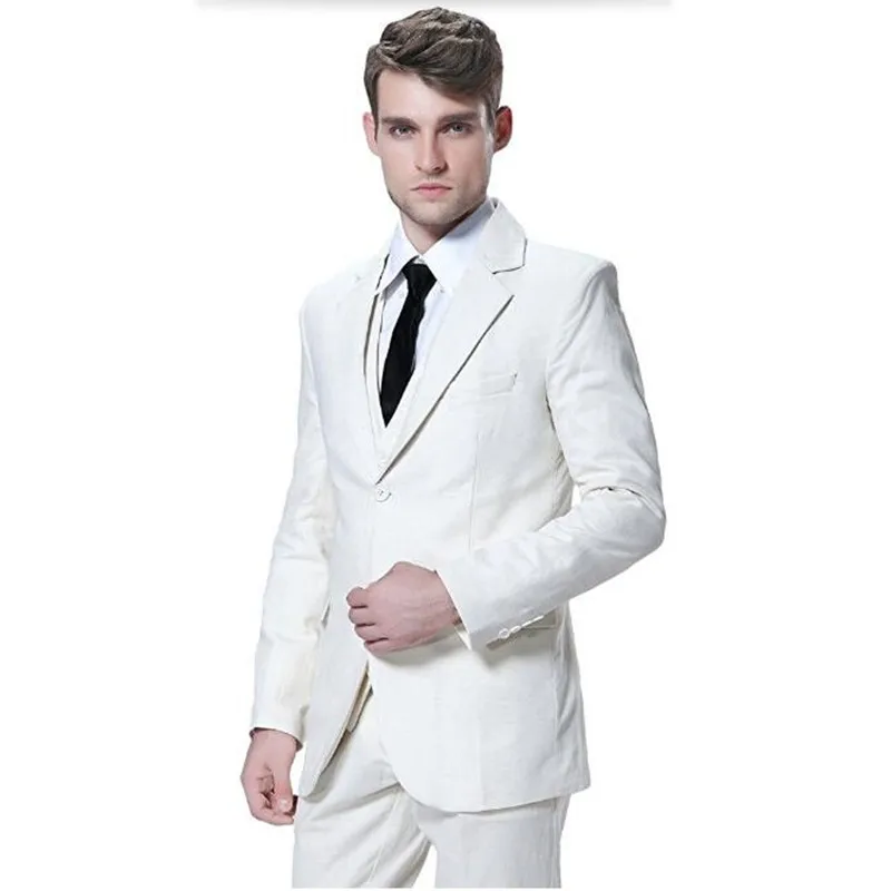 Tailor made mens suits white men wedding tuxedos suit fashion handsome