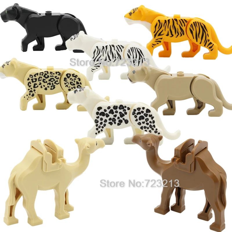 

Single Sale Panther Snow Leopard Camel Puma Concolor Legoingly Mountain Lion Jungle Animal Building Blocks Set Model Bricks Toys