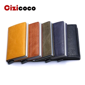 

2019 Anti id Cardholder PU Leather Credit Card Holder Rfid Blocking Wallet Security Aluminum Metal Purse creditcard holder Case