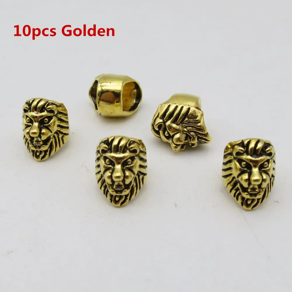 5 шт-10 шт серебряные/золотые кольца для волос из Руна викингов в виде животных, украшения для волос, приблизительно 6,8 мм, отверстие - Цвет: 10pcs Golden