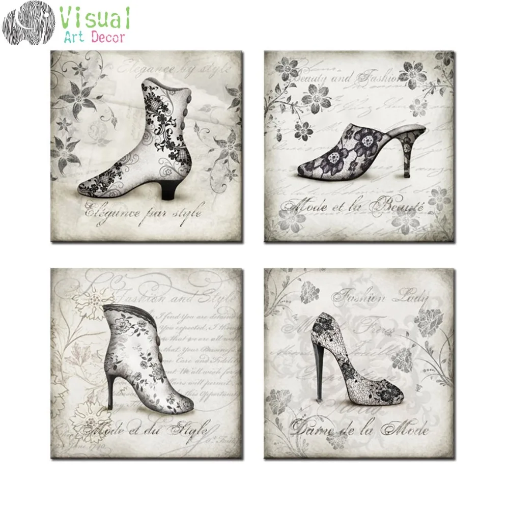 Canvas Wall Art Fashion Lady Shoe Store Wall Decor Art Classical High