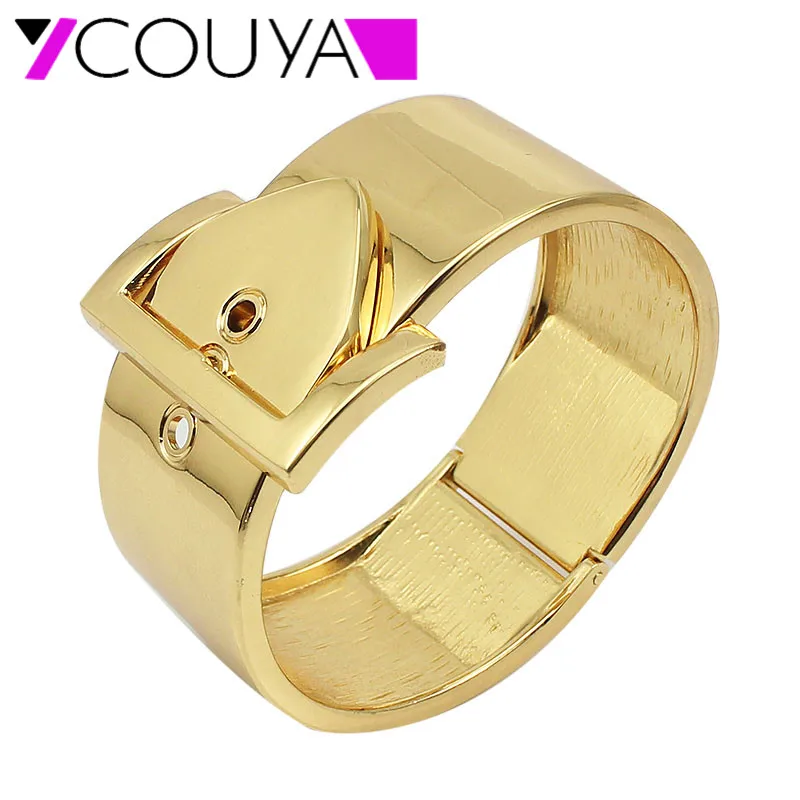 

COUYA 2017 Bangles Bijoux Feminines Gold Color Bangles With Belt Bangles Wide Femme For Women Men Wristband Carter Gold Bangles