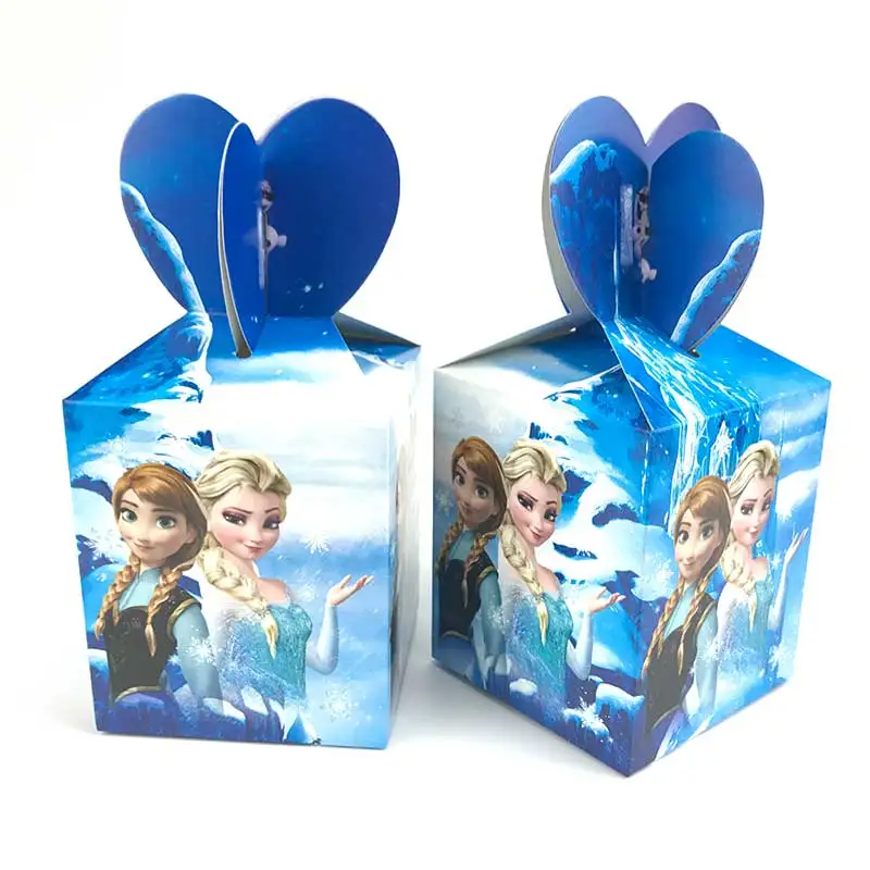 6 шт., сумка для конфет Эльза и Анна, детская декоративная бумага для вечеринок на день рождения, подарочные коробки, принадлежности для детского душа, 8,5x8,5x10 см