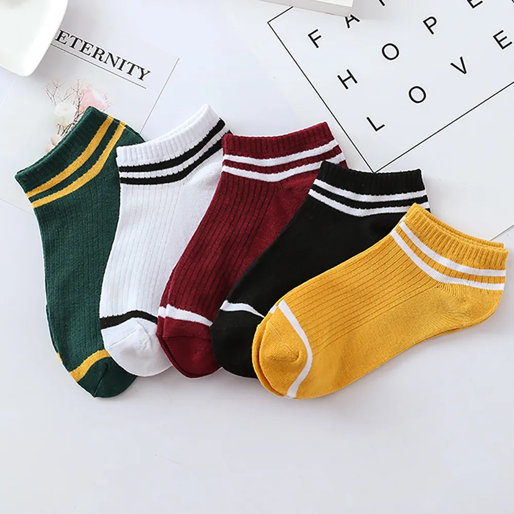 40!Harajuku Socks Cute Socks 1Pairs Unisex Stripe Comfortable Cotton Sock Slippers Short Ankle Sock Skarpetki Rainbow Sock