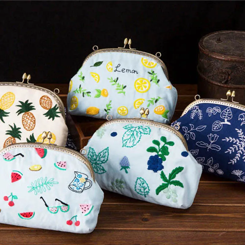 Flower Embroidery Kit DIY Bag Purse Wallet Handbag Needlework Cross