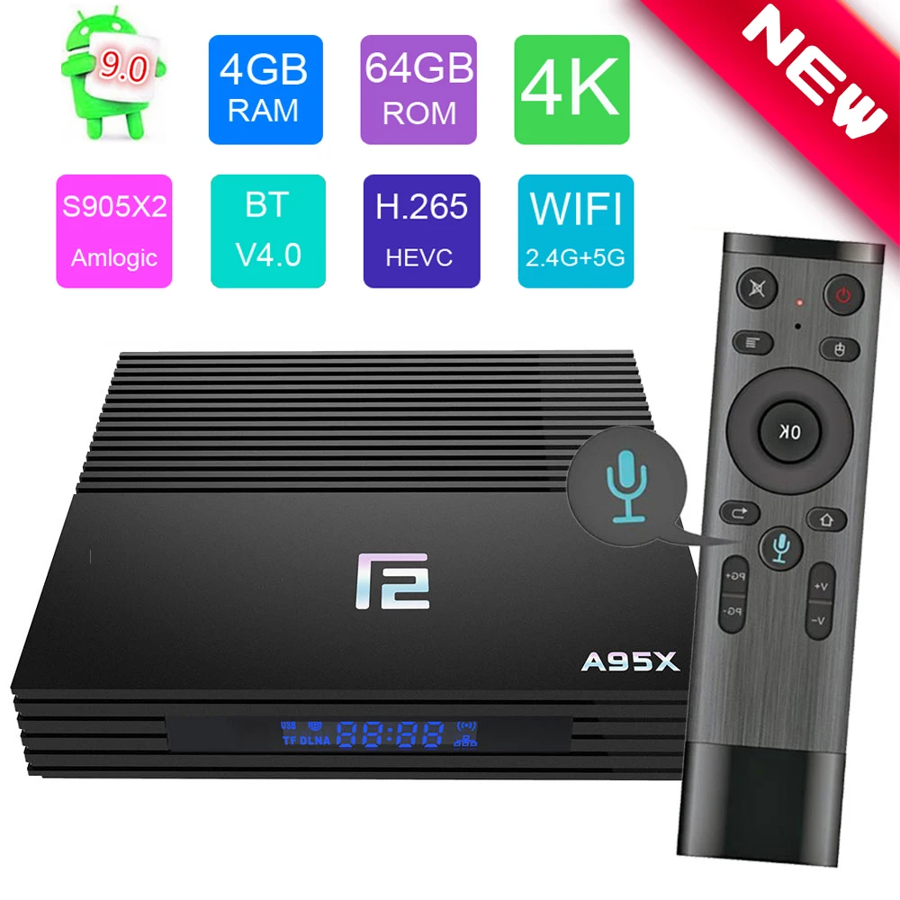 ТВ-приставка android 9,0 Smart box 4G 32GB 64GB Android tv Box 2,4/5,0G WiFi BT 4,2 Голосовое управление Amlogic S905X2 Google Android box