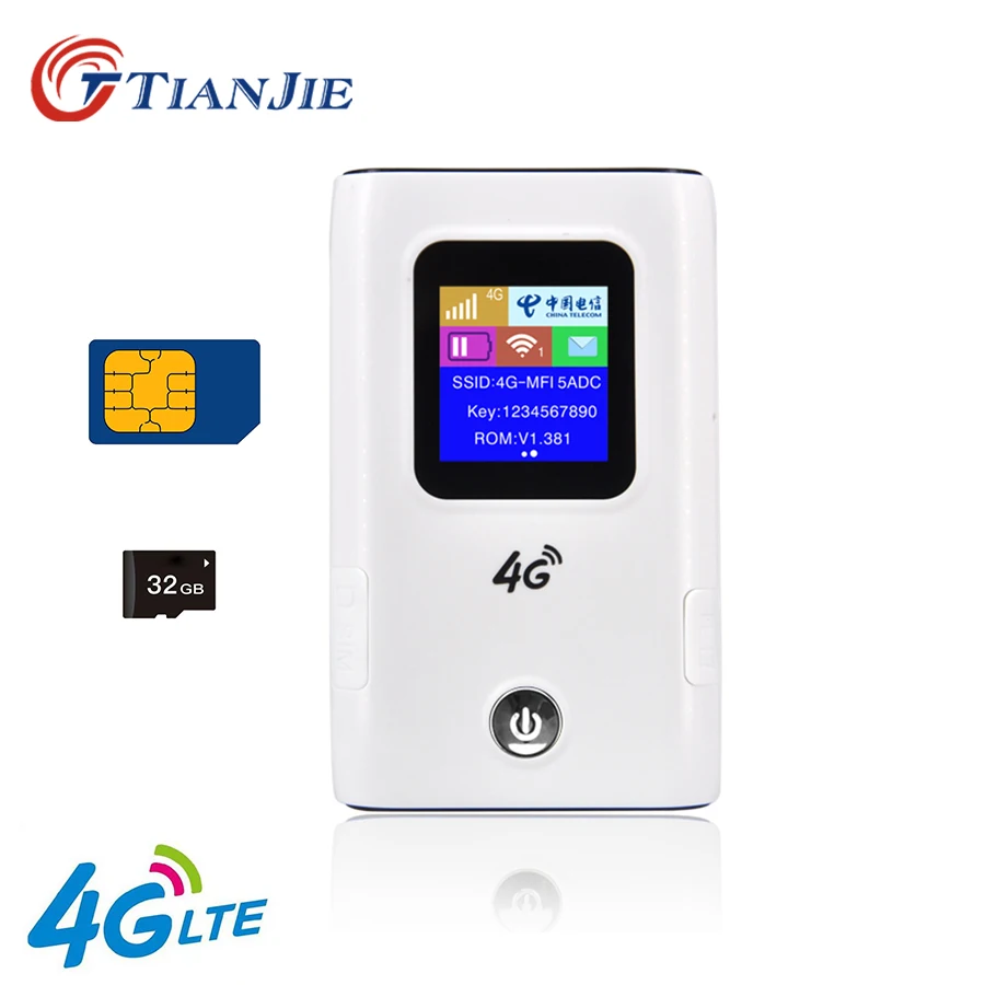 TIANJIE 4G разблокированный wi-fi-роутер 3g/4G LTE дорожный маршрутизатор 5200 mAh Мощность банк МИФИ FDD-LTE ключ разблокировки FDD-LTE автомобилей, Wi-Fi