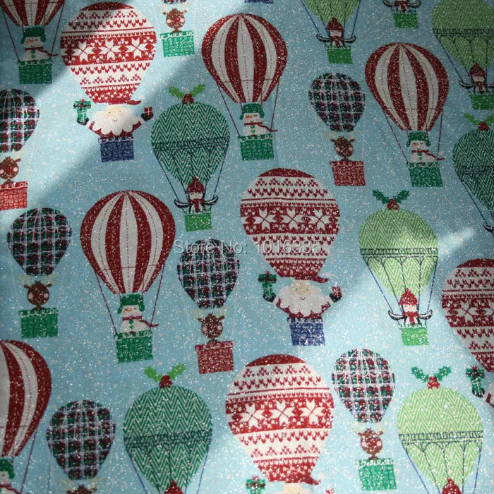 110cm Width Bronzing blue hot air balloon printed cotton patchwork fabric DIY clothing material
