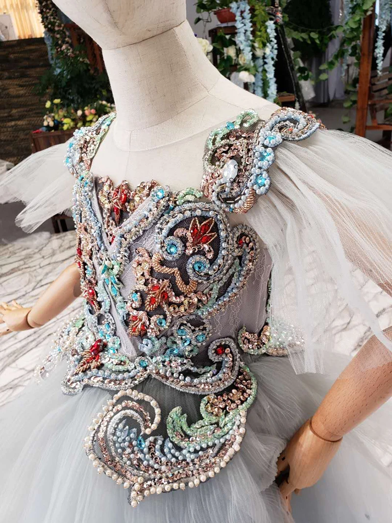 LSS519t винтажное платье вечернее для девочек с пышными рукавами и цветными
