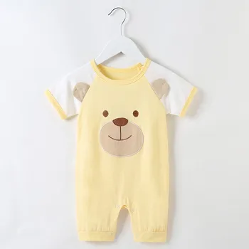 

-Baby clothes One-Piece Coveralls 100% Cotton O-Neck Full-Sleeves Cute White Absorbent Breathable Jumpsuits 3-18 Months
