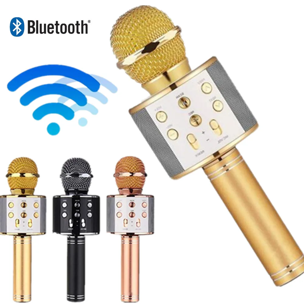 Беспроводной микрофон WS858 профессиональный конденсаторный караоке bluetooth