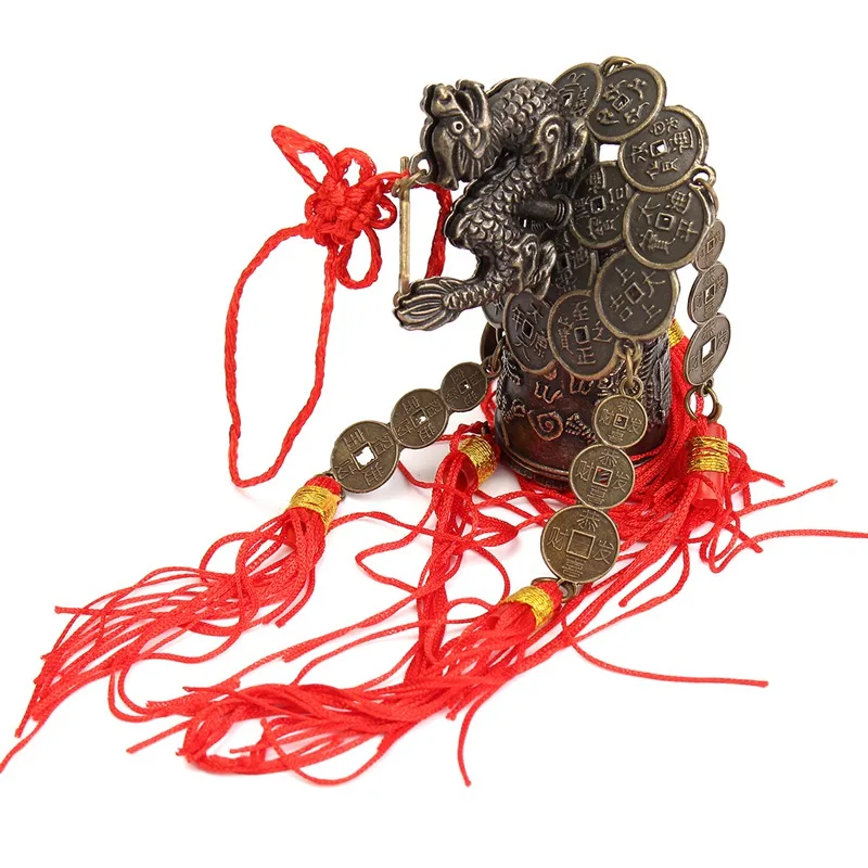 Винтажные китайские традиционные монеты с драконами фэн-шуй, колокольчик с кисточками для удачи, домашний автомобильный подвесной Декор