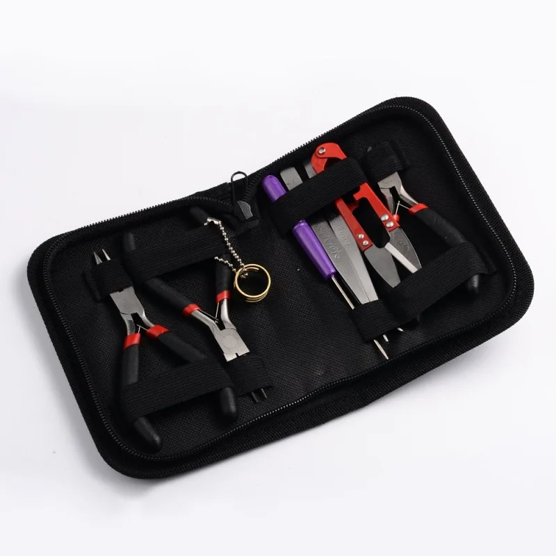 

8PC/Set Jewelry Tools Black with Plies Scissor Beading Tool Kit for Fashion Jewelry Making DIY Tool Package Beaders 155x110x35mm