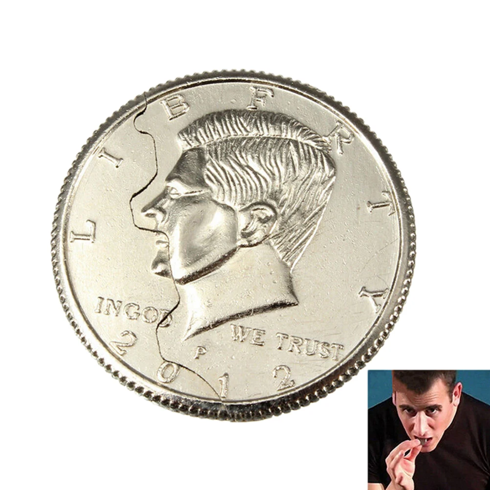 

New Magic Close-Up Street Trick Bite Coin Bite And Restored Half illusion Dollar
