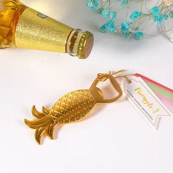 

50pcs new wedding gift golden alloy beer bottle opener Pineapple bottle opener bride and groom souvenir