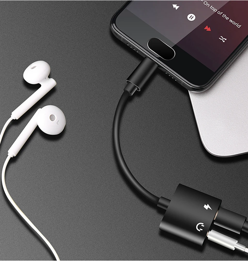 2in1 Type-c Cables For iPhone 7 8 Plus X Charging adapter Charger Splitter For Lightning Headphone Earphone  Audio Cable Adapter (10)