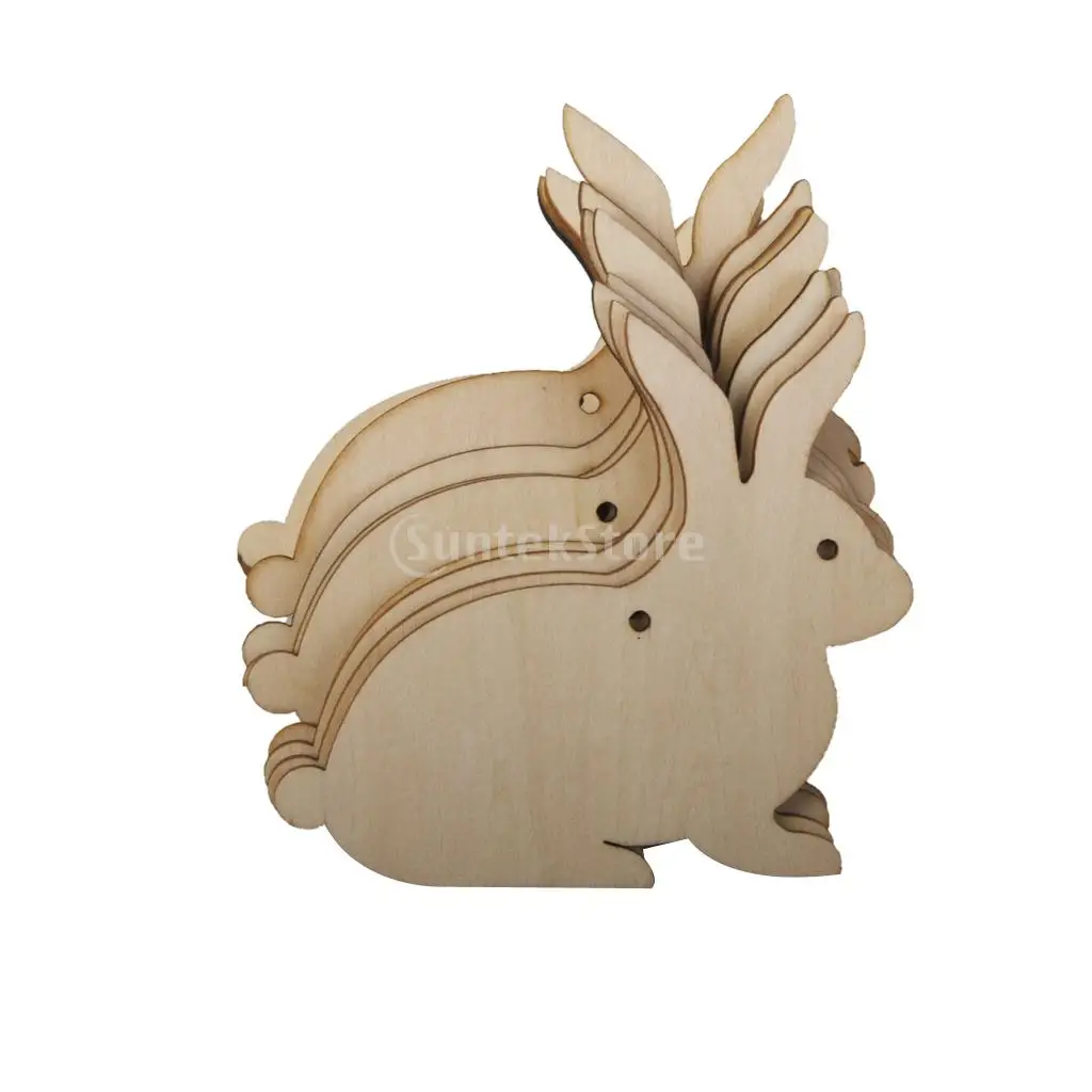 

10pcs Wooden MDF Rabbit Shape Tags Decoration