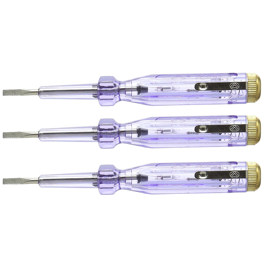 

AC 100-500V 3mm Slotted Voltage Test Electroprobe Screwdriver 3 Pcs