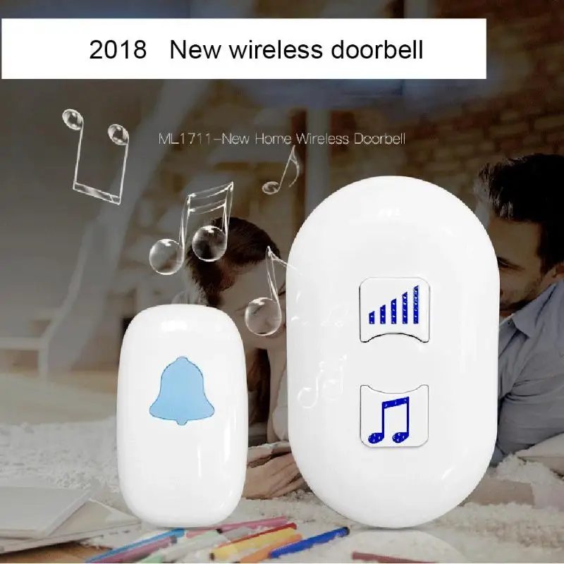 

ALLOYSEED 433MHZ 38 Songs Optional LED Touch Button Smart Home Welcome Doorbell Alarm US Plug Music Electronic wireless doorbell