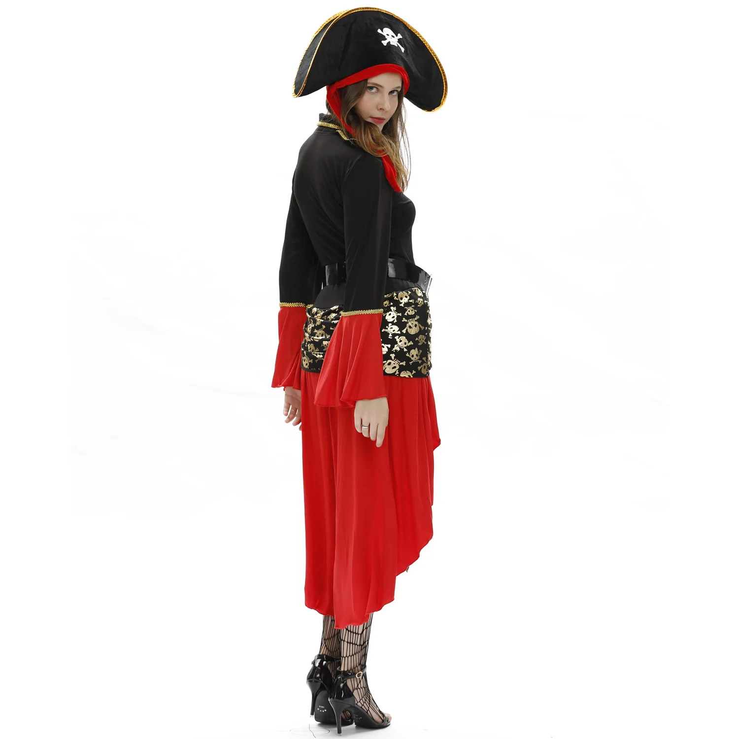 5 шт. костюмы карибских пиратов Необычные карнавал представление Сексуальный Взрослый Хэллоуин костюм платье капитан вечерние для женщин Косплей