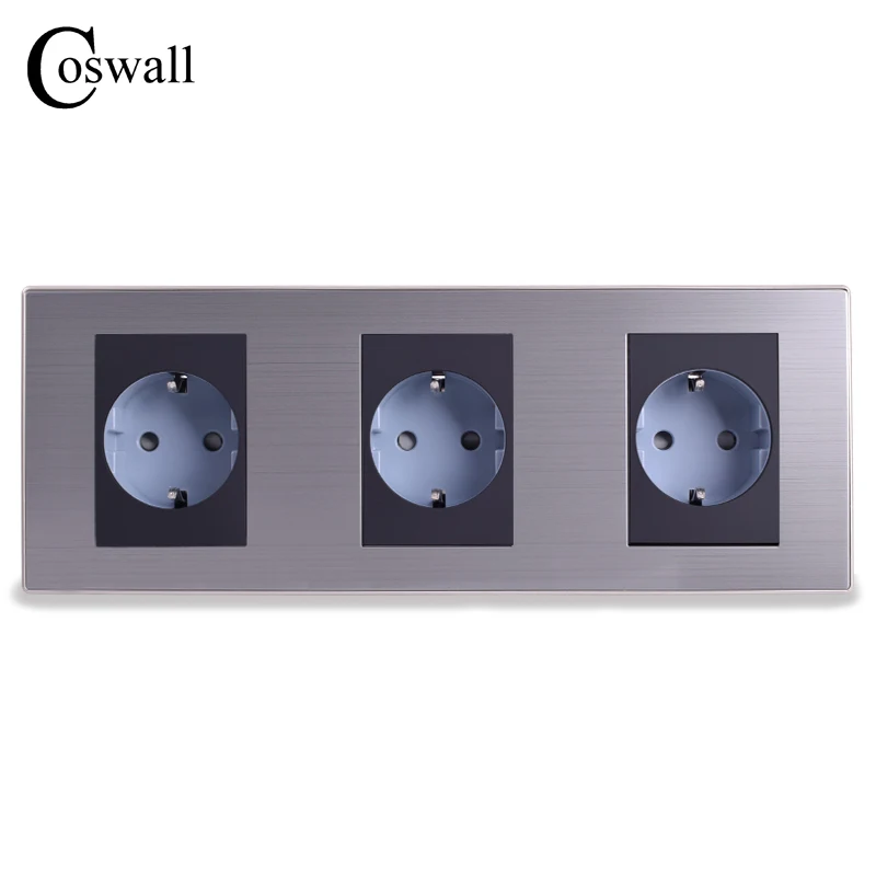 Электрическая розетка Coswall электрическая Enchufe с Матовой серебряной панелью