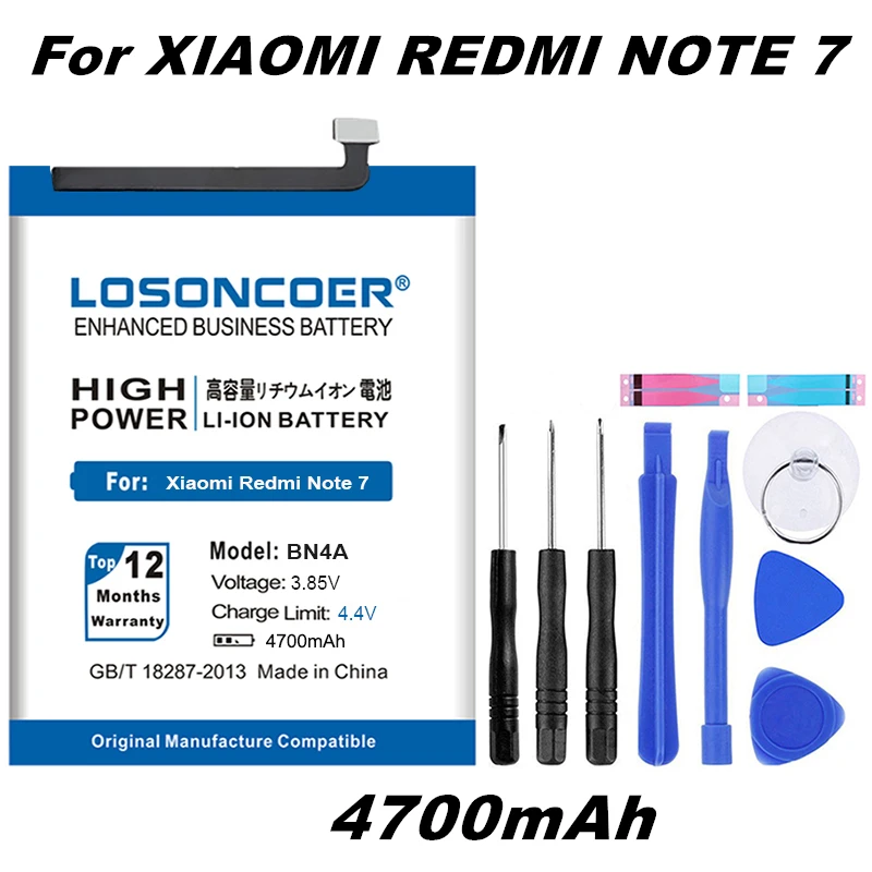 

LOSONCOER 4700mAh BN4A Batteries For Xiaomi Redmi Note7 Note 7 M1901F7C BN4A Good Quality Phone Battery