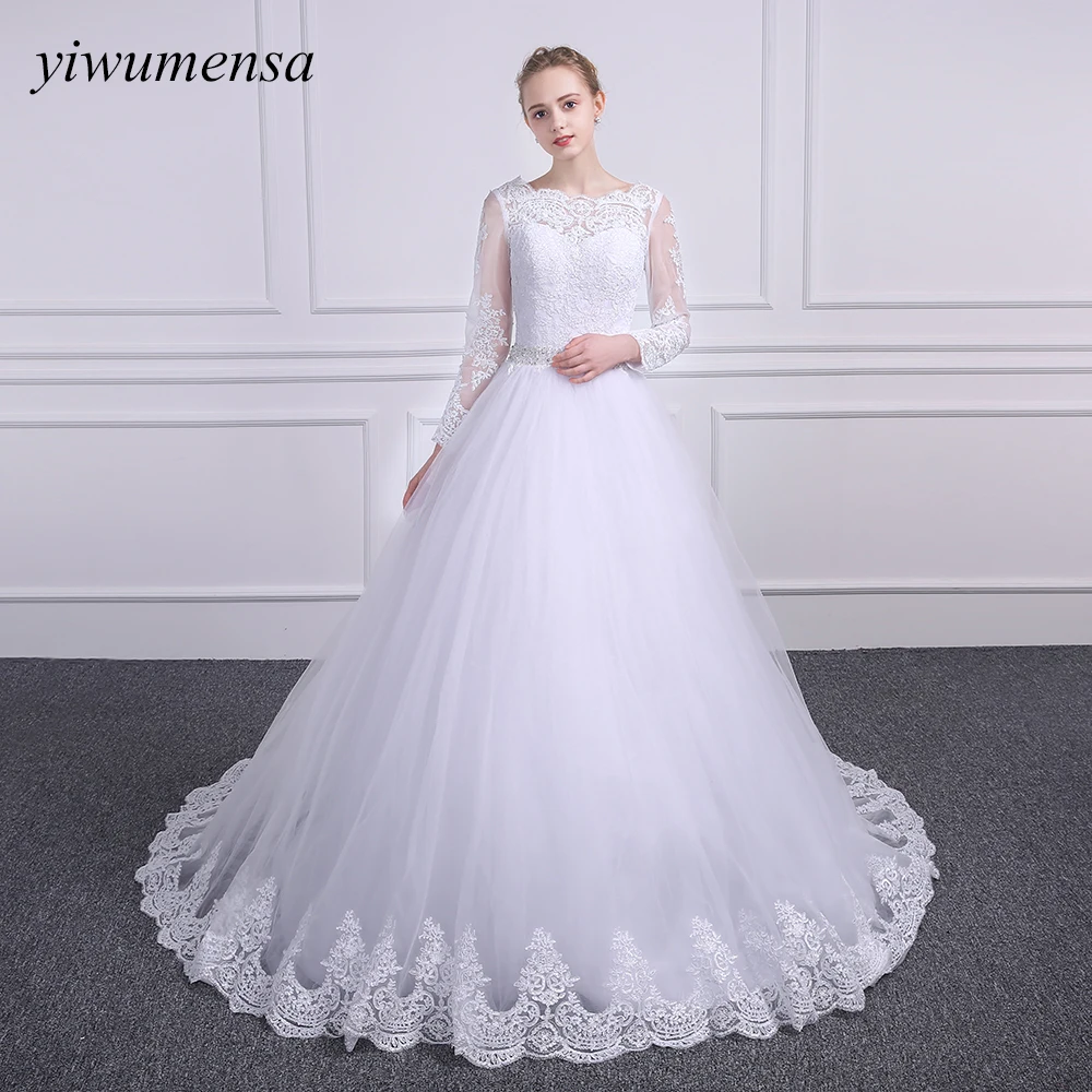 Yiwumensa Vestido De Noiva одежда с длинным рукавом торжественные платья apppliques кружева свадебное платье Винтаж бальное платье торжественное платье