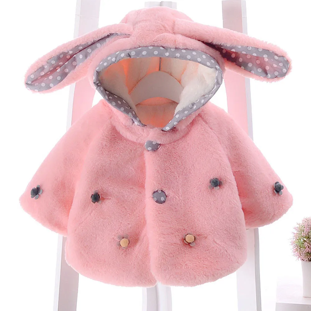 winter jackets girls Baby Infant Autumn Winter Rabbit ears Hooded Coat