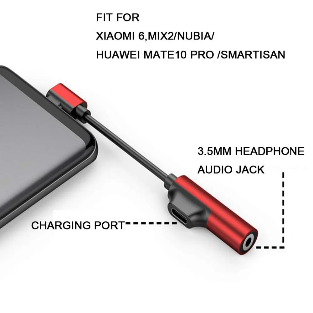 2 in 1 USB C to 3 5mm Audio Jack Headphone Adapter for Audio and Charging for Xiaomi 6 MIX2 Nubia HUAWEI mate10 Pro Smartisan