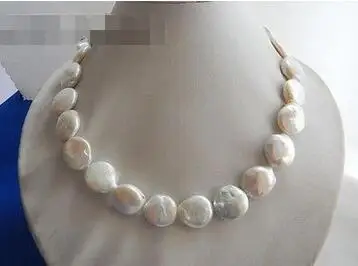 

Free Shipping >> new 18'' 17mm White Coin Freshwater Pearl Necklace