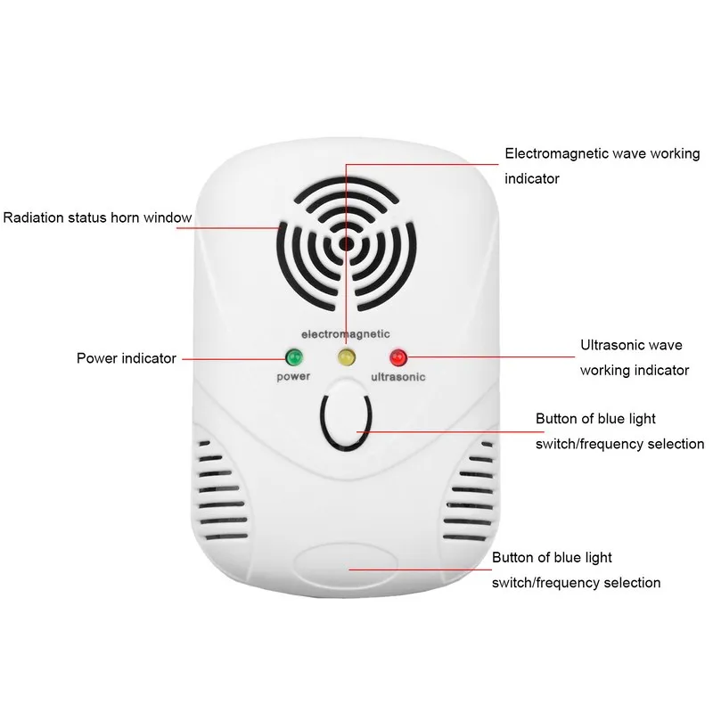110-250V6W Electronic Ultrasonic Mouse Killer Mosquito Mouse Cockroach Trap Killer Mosquito Insect Repellent Rats Pest Control (2)