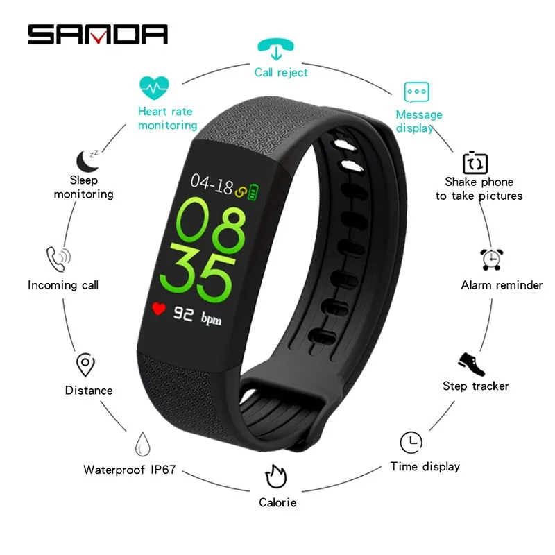 

New SANDA Smart Watch Men Bluetooth Heart Rate Monitor Fitness Tracker Calorie Sport Watch Men Women Smartwatch for ios android