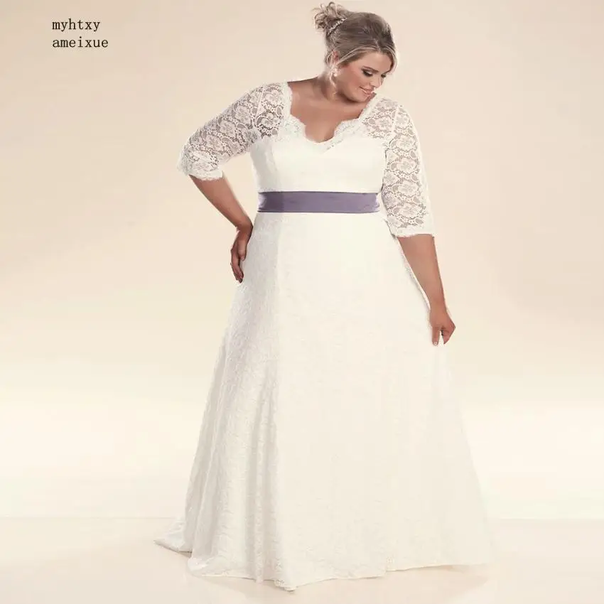 Дешевое свадебное платье 2020 рукав три четверти кружева Vestidos De Novia бисером размера