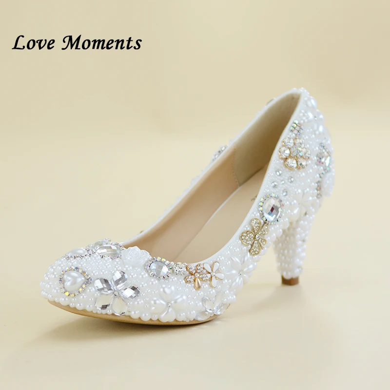 Love Moments/женские свадебные туфли; женские туфли на тонком каблуке 6 см; белое жемчужное платье; модные свадебные модельные туфли для женщин