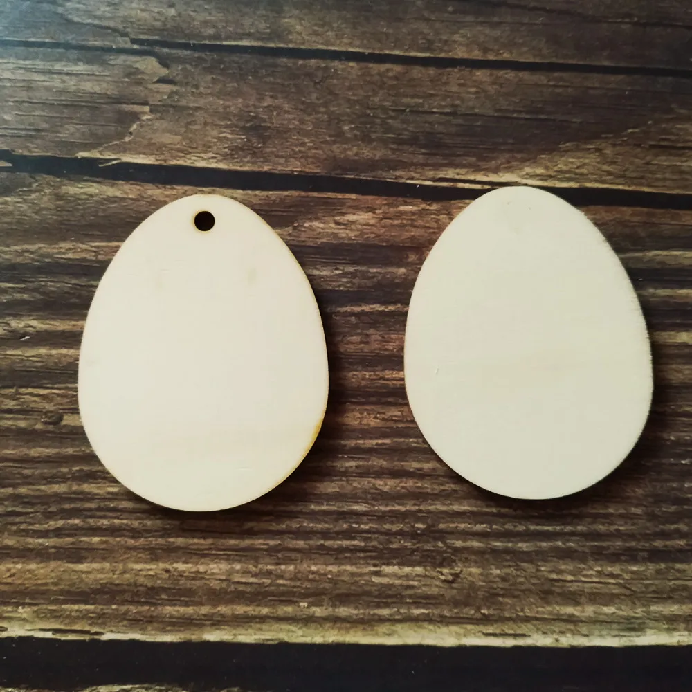 50pcs 5cm Wooden Easter Eggs Unfinished Wood Craft Family