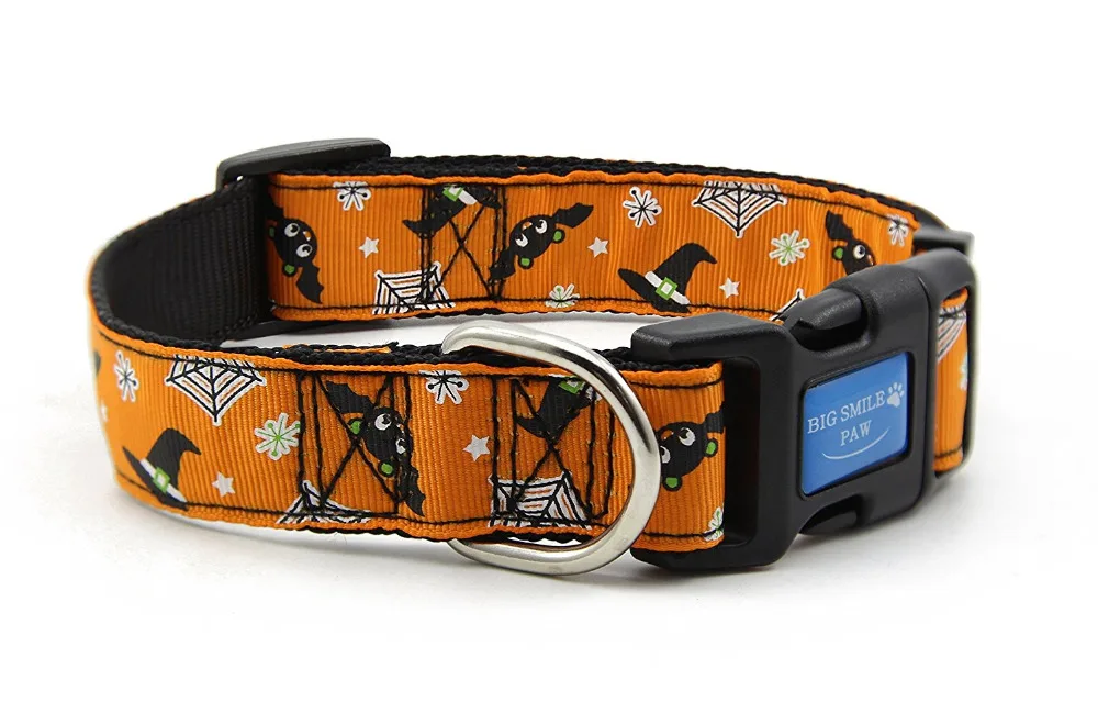 

Dog Collar Nylon Adjustable,Skull/Halloween Theme,Quick Release Puppy Collar for Small Medium Large Dogs Walking Training