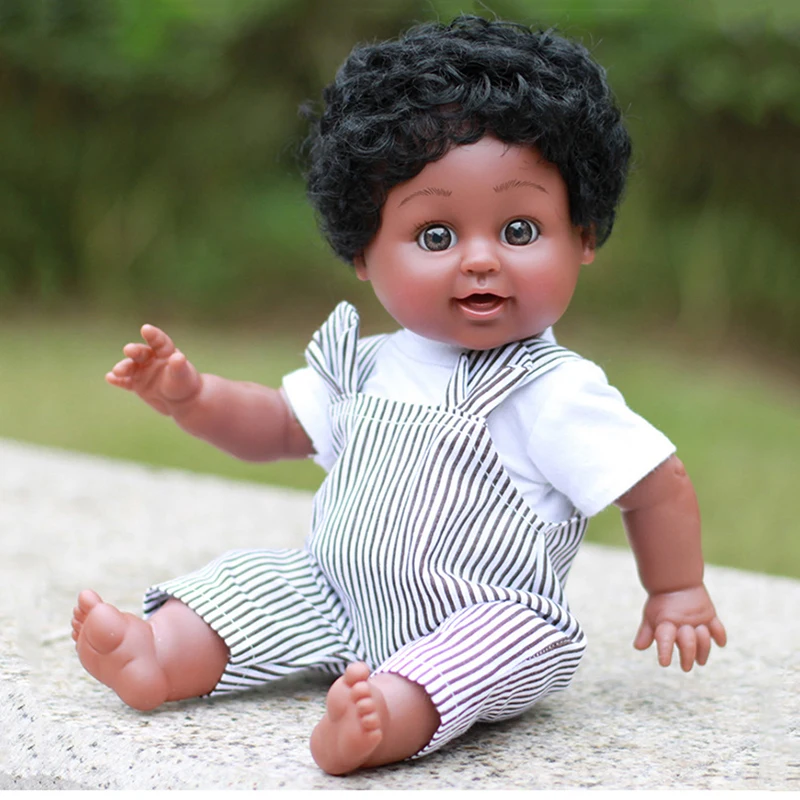 35 см африканская черная кукла для мальчика ручной работы, силиконовая виниловая Очаровательная Реалистичная кукла для новорожденного малыша, детские игрушки, подарки