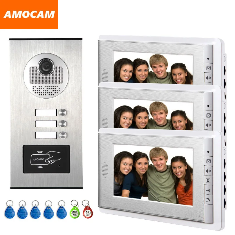 2/3/4 Units Apartment intercom system Video Door Phone Intercom Kits Aluminum Alloy Camera 7\ Monitor video Doorbell 7 ID keyfob 2/3/4 Units Apartment intercom system Video Door Phone Intercom Kits Aluminum Alloy Camera 7\ Monitor video Doorbell 7 ID keyfob
