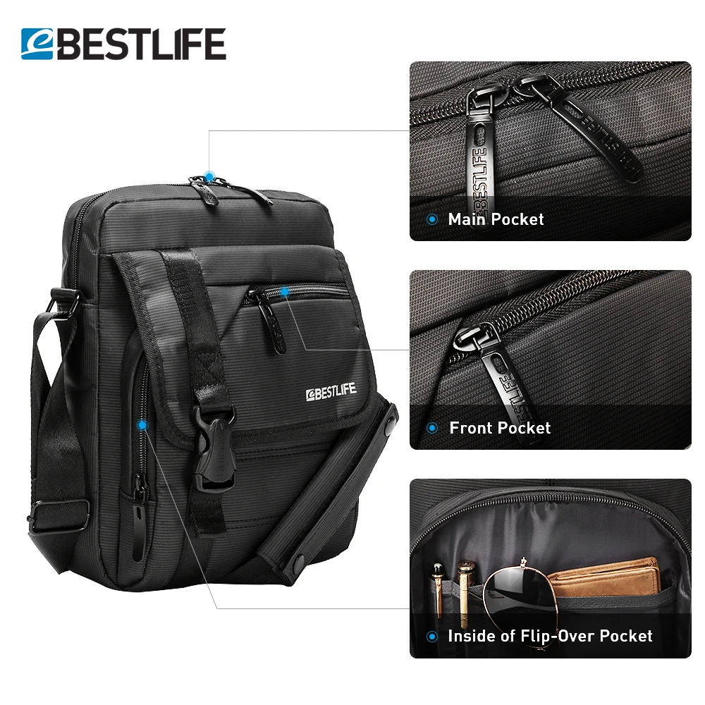 BESTLIFE الرجال Crossbody حقيبة 10.2 \