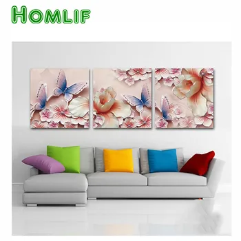 

HOMLIF 3pcs,Flower,full round drill,Diy 5D Diamond Painting Cross Stitch Diamond Embroidery Mosaic Paste Needlework home Decor
