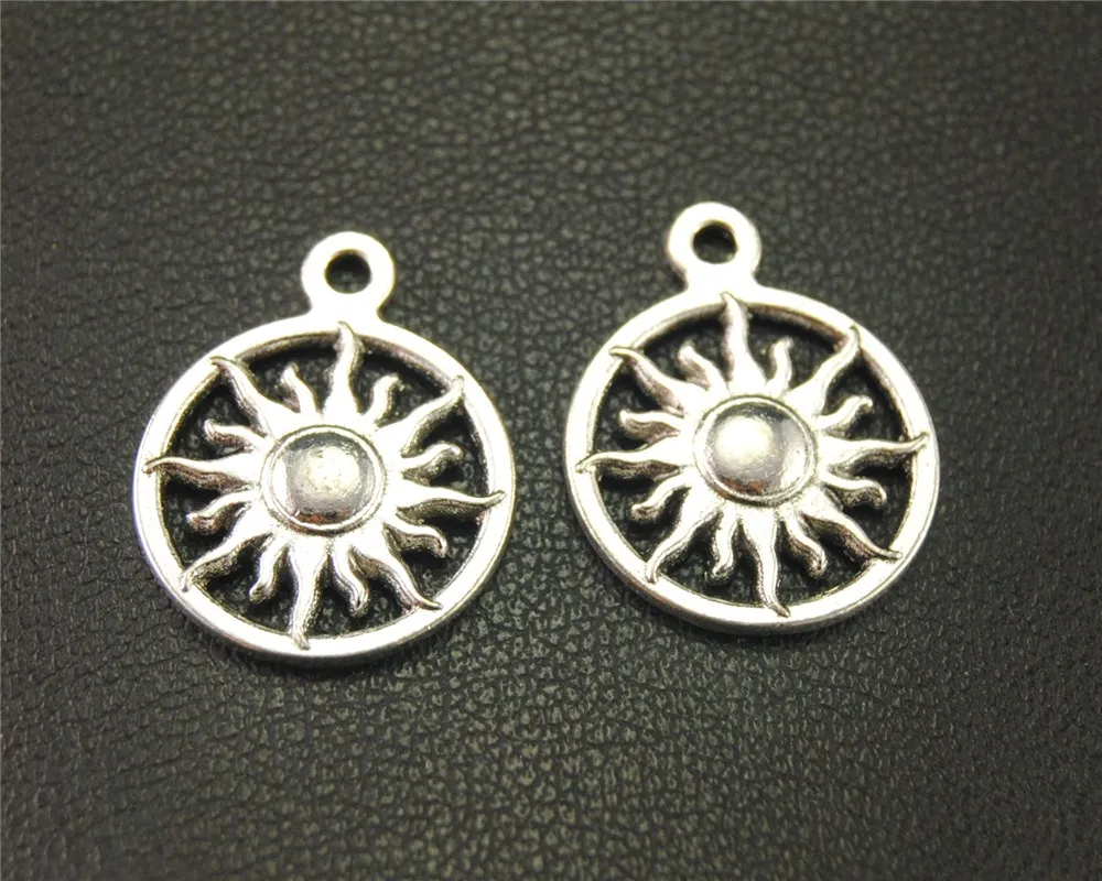 

10pcs Antique Sliver Round Sun Charms Jewelry Making DIY Handmade Craft 20x16mm A1915