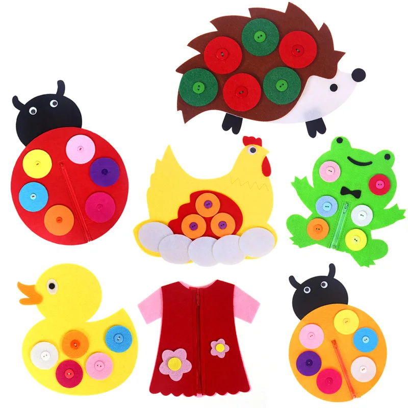 

Nonwoven button toys Montessori AIDS kindergarten handmade material DIY manual zipper boys girls toys BS80