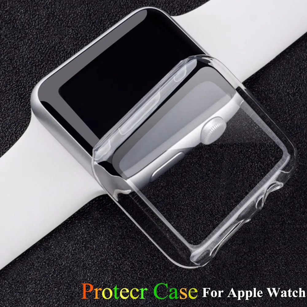 Soft Silicone for Apple Watch Case 42mm 38mm PC Frame Protective Transparent cover for iwatch 3 2 1 Cases bumper Accessories