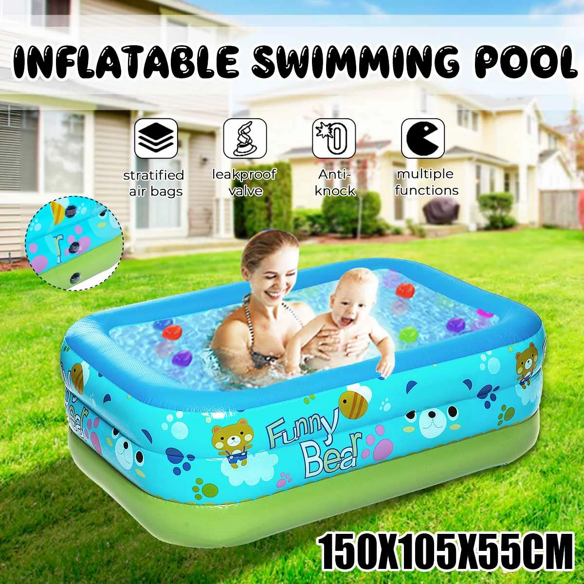 

150cm Inflatable Baby Swimming Pool Piscina Portable Outdoor Children Basin Bathtub Kids Pool bBaby Swimming Pool