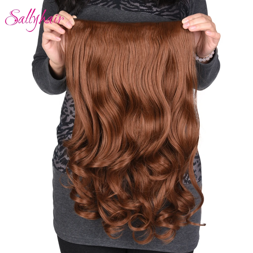 Sallyhair 4 Clips in Long Wavy Hairpiece 24inch Synthetic Hair
